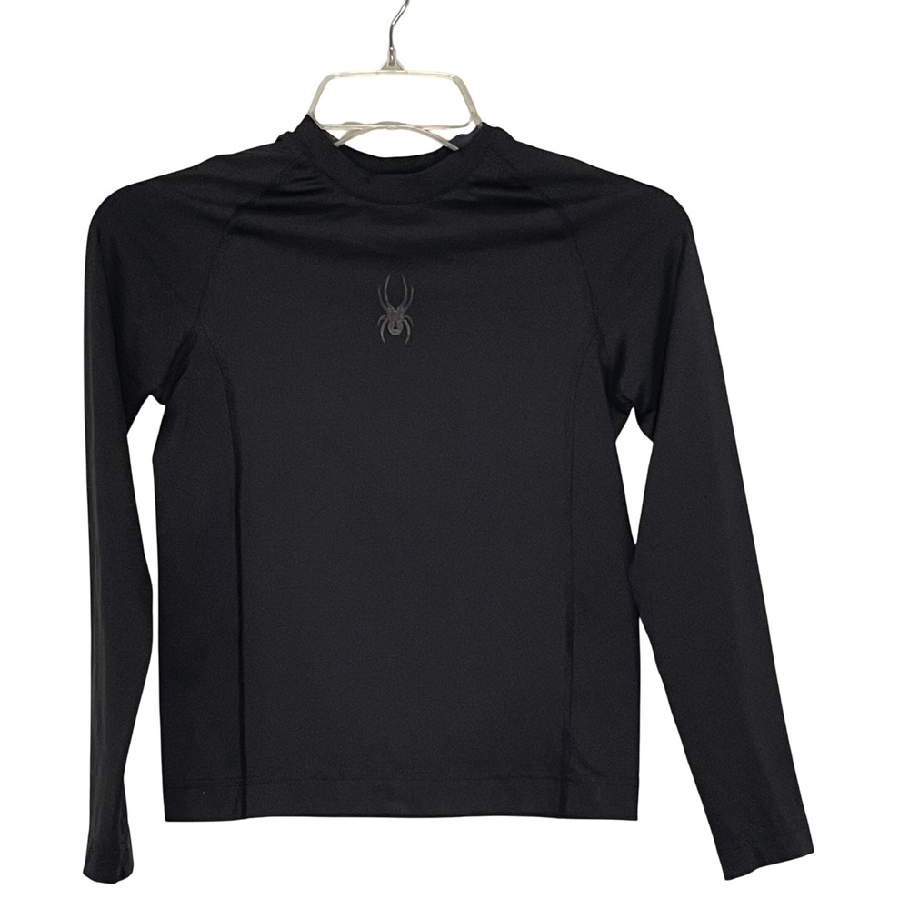 Spyder Boys Youth Medium Black Long Sleeve Top Mock Neck Base Layer